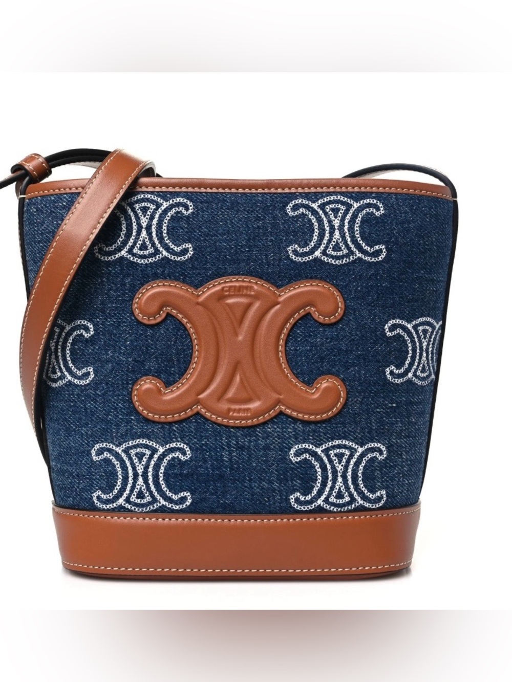 Celine Denim Crossbody Bucket Bag